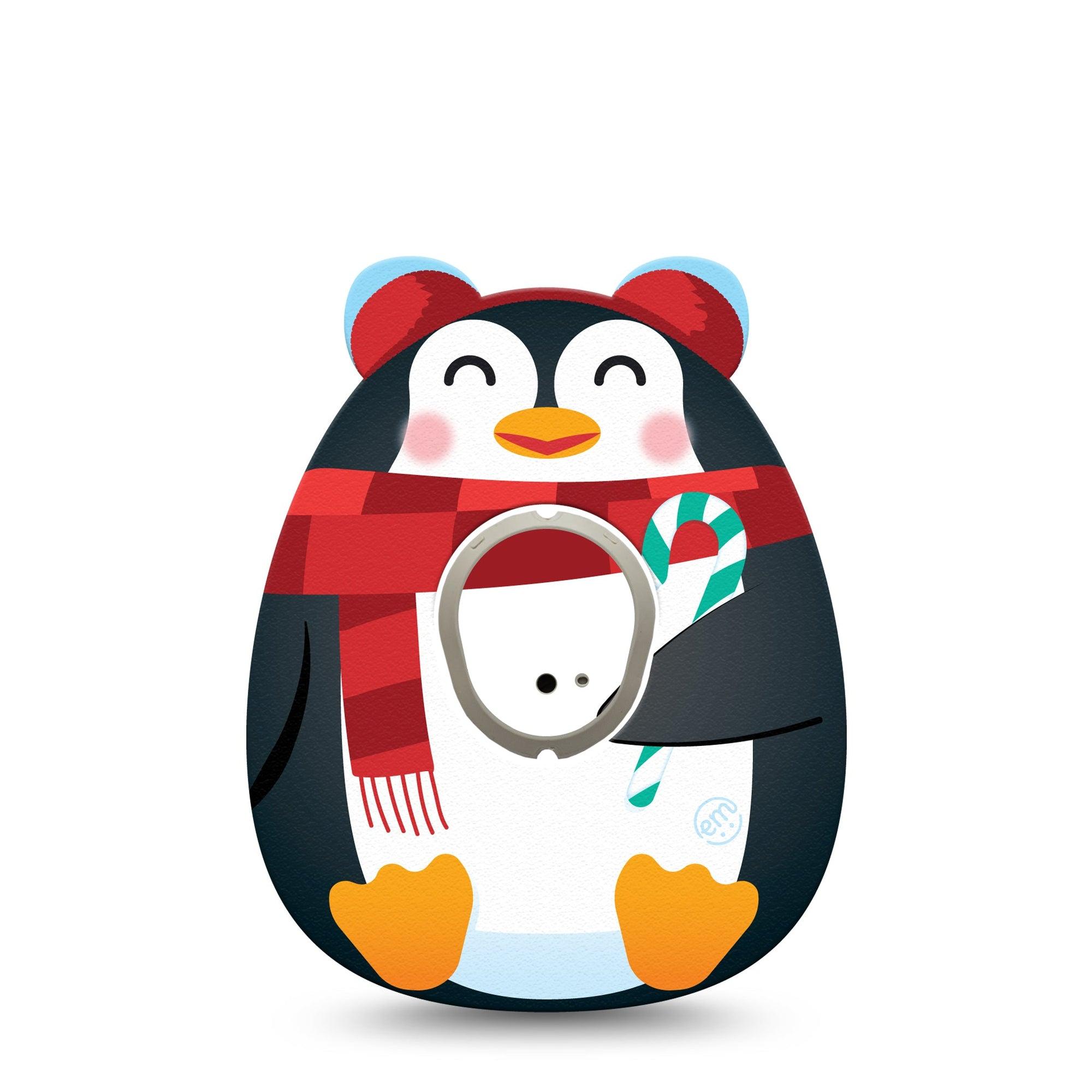 ExpressionMed Happy Penguin Dexcom G7 Sticker and Tape, Dexcom Stelo Glucose Biosensor System,  Special Penguin Cutout Shape, Vinyl Sticker and Tape Pairing Continuous Glucose Monitor Design