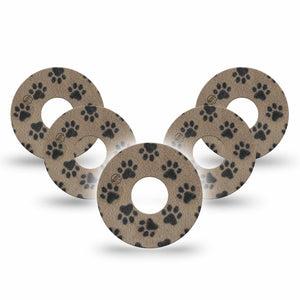 ExpressionMed Fuzzy Pawprints Freestyle Libre 3 and Libre 3 Plus, 5-Pack Brown paw prints Sensor Decoration for CGM