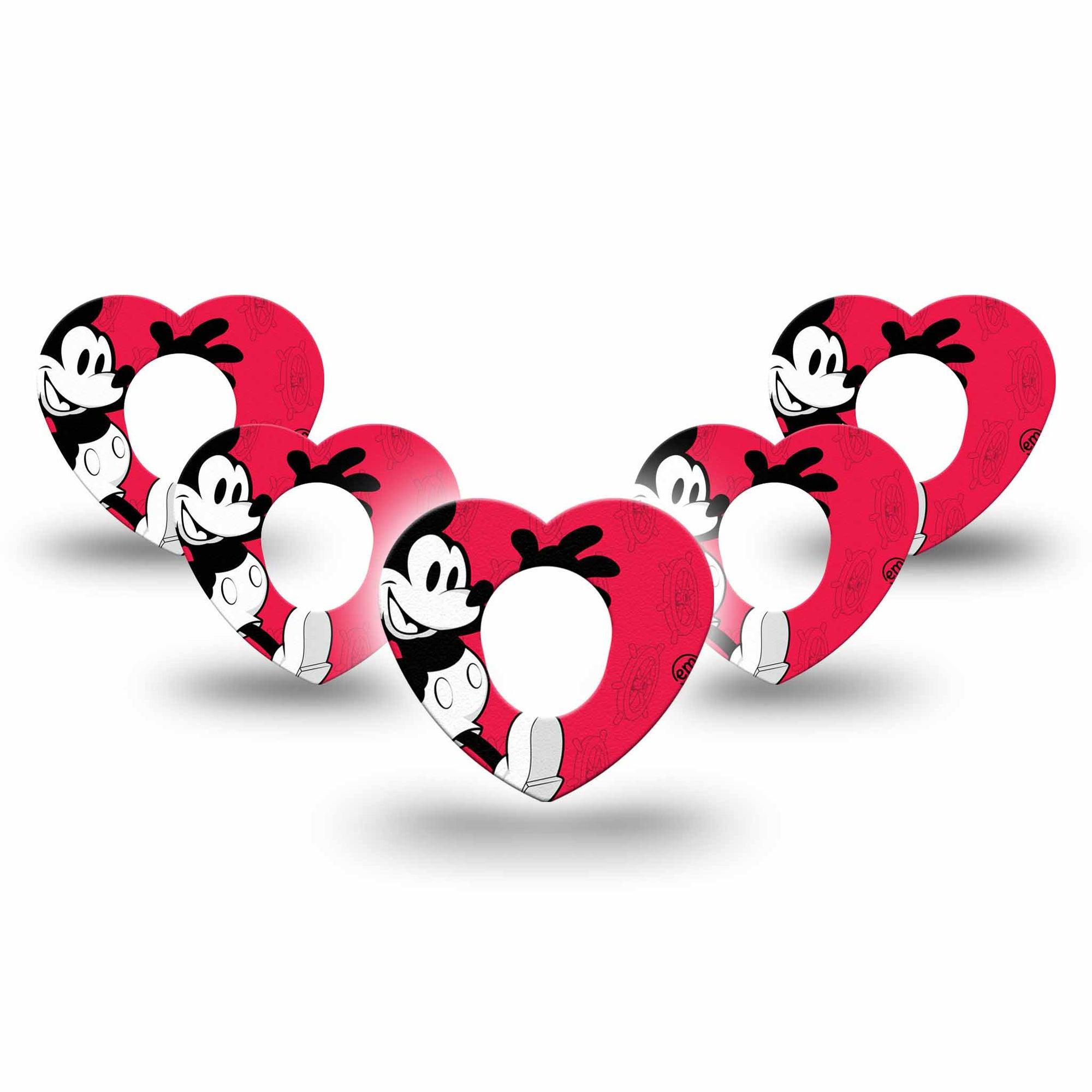 ExpressionMed Magical Mouse Dexcom G7 Heart Shape Tape, Dexcom Stelo Glucose Biosensor System,  5-Pack Timeless Mickey Mouse Clubhouse Overlay Patch CGM Design