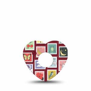 ExpressionMed Postage Stamp Freestyle Libre 3 and Libre 3 Plus Heart, Single Tape Variety postage stamps Vinyl Decoration for CGM