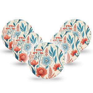 ExpressionMed Desert Wildflower Freestyle Libre, Libre 2 Plus, and Abbott Lingo, 5-Pack Tape and 5-Pack Sticker High contrast floral design Accessories for Continuous Glucose Monitor