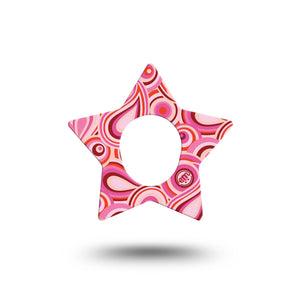 ExpressionMed BB Pink Party Dexcom G7 Star Shape Tape, Dexcom Stelo Glucose Biosensor System,  Single Pink Paisley Inspired Overlay Patch CGM Design