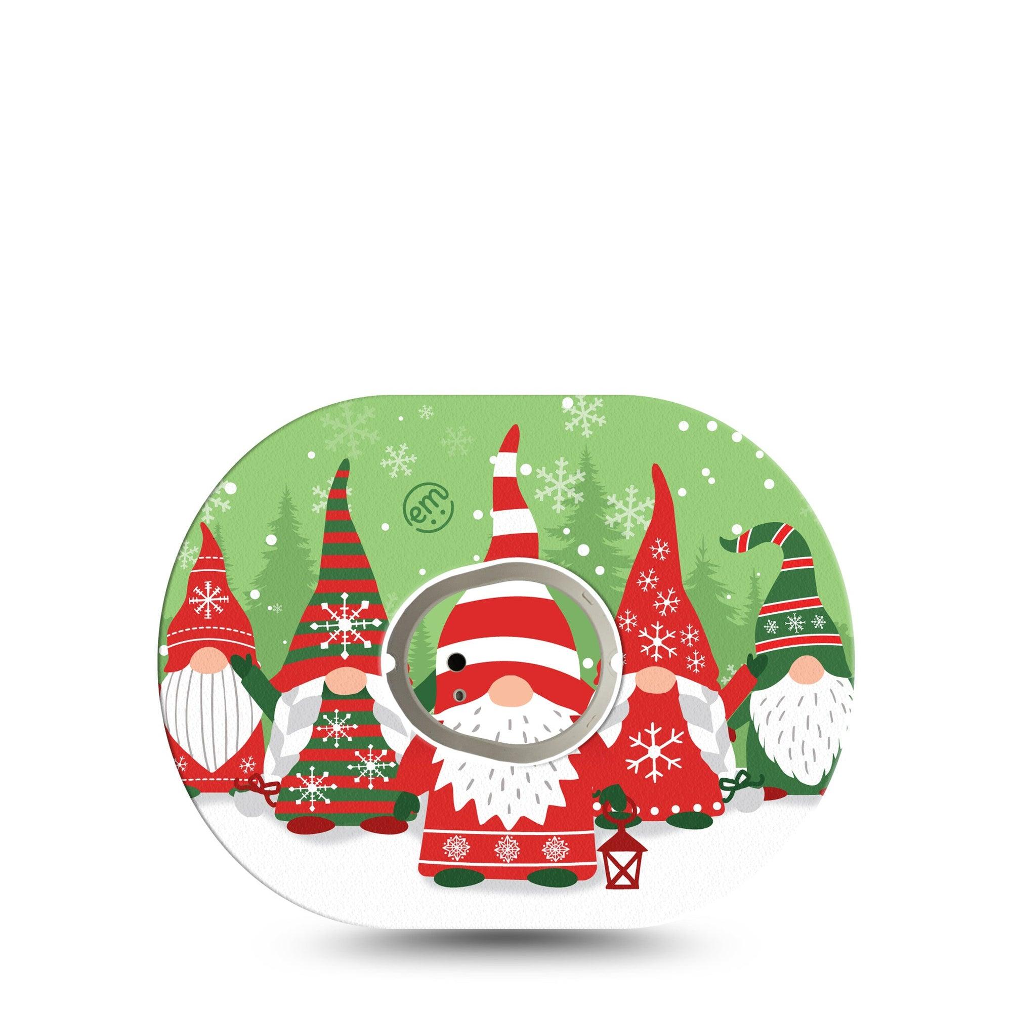 ExpressionMed Holiday Gnomies Dexcom G7 Sticker and Tape, Dexcom Stelo Glucose Biosensor System,  Holiday Cheery Gnomes, Vinyl Sticker and Tape Pairing Continuous Glucose Monitor Design