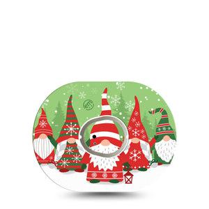 ExpressionMed Holiday Gnomies Dexcom G7 Sticker and Tape, Dexcom Stelo Glucose Biosensor System,  Holiday Cheery Gnomes, Vinyl Sticker and Tape Pairing Continuous Glucose Monitor Design