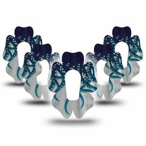 ExpressionMed Tentacles Dexcom G6 Flower Shape Tape, 5-Pack Tape Aquatic Themed, Adhesive Patch Continuous Glucose Monitor Design