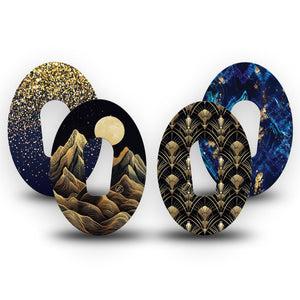 ExpressionMed Midnight Majesty Variety Pack Dexcom G6, 4-Pack Tape Variety Navy gold pack Decorative Decal for CGM