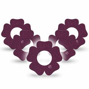 ExpressionMed Wine Red Freestyle Libre 2 and Libre 2 Plus Flower Shape Tape, Abbott Lingo, 5-Pack Tape Color Sample Inspired, Plaster CGM Design