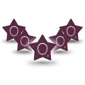 ExpressionMed Wine Red Dexcom G7 Star Shape Tape, Dexcom Stelo Glucose Biosensor System, 5-Pack Tape and 5-Pack Sticker Solid Color, Overlay Patch CGM Design