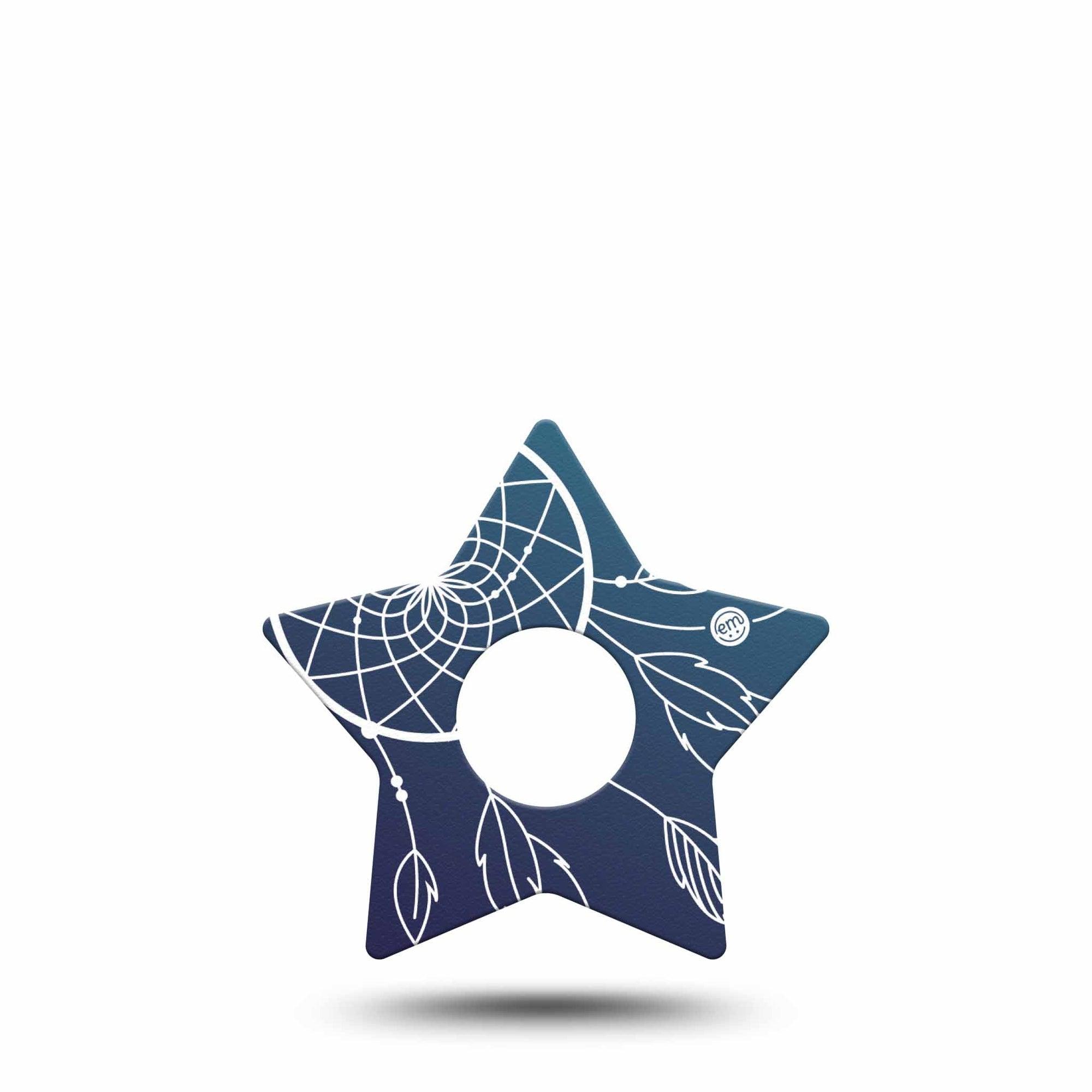 ExpressionMed Blue Dreamcatcher Freestyle Libre 3 and Libre 3 Plus Star Shape Tape Single Tape Peaceful Web Overlay Tape CGM Design