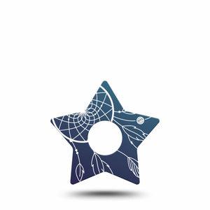 ExpressionMed Blue Dreamcatcher Freestyle Libre 3 and Libre 3 Plus Star Shape Tape Single Tape Peaceful Web Overlay Tape CGM Design
