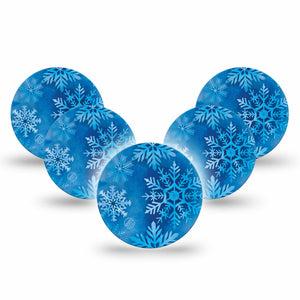 ExpressionMed Falling Snow Freestyle Libre 3 and Libre 3 Plus Overpatch, 5-Pack Tape Winter Snowflakes, Adhesive Patch CGM Design