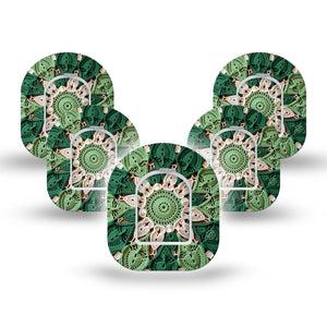 ExpressionMed Knit Monstera Omnipod Mini, 5-Pack Tape and 5-Pack Sticker Green knit monstera Waterproof Plaster For Insulin Pump