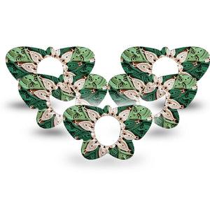 ExpressionMed Knit Monstera Dexcom G7 and Dexcom Stelo Glucose Biosensor System Butterfly, 5-Pack Knitted bloom Adhesive Tape for Continuous Glucose Monitor