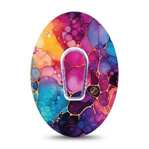 ExpressionMed Rainbow Ink Dexcom G6, Single Tape and Single Sticker Artistic color flow Sensor Cover for Continuous Glucose Monitor