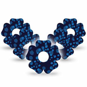 ExpressionMed Blue Drops Freestyle Libre 3 and Libre 3 Plus Flower Shape Tape 5-Pack Tape Drops Of Blue Inspired, Plaster CGM Design