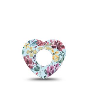 ExpressionMed Botanical Blooms Infusion Set Heart Shape Tape 5-Pack Floral Paradise Adhesive Tape Continuous Glucose Monitor Design