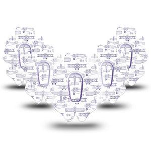 ExpressionMed Airplane Dexcom G6 Flower Shape Tape, 5-Pack Tape and 5-Pack Sticker Glider Planes, Adhesive Patch Continuous Glucose Monitor Design