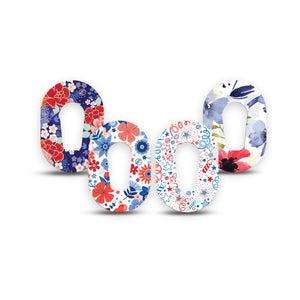 ExpressionMed Summer Flowers Dexcom G6 Mini Tape 4-Pack Variety July 4th Flower Variety Adhesive Tape CGM Design