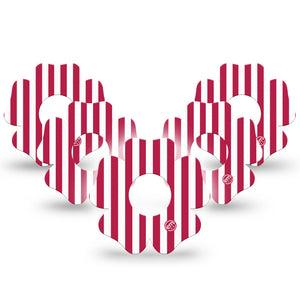ExpressionMed Red Stripes Infusion Flower, 10-Pack Fourth of July inspired Fixing Ring Patch For Pump