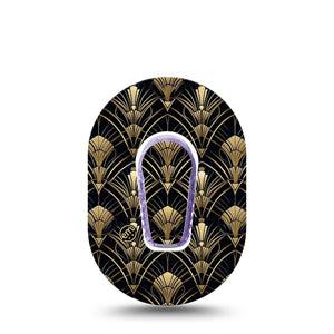 ExpressionMed Midnight Deco Dexcom G6 Mini, Single Tape and Single Sticker Black gold art deco Waterproof Adhesive Tape for CGM