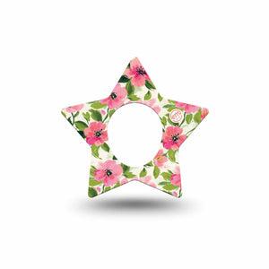 ExpressionMed Painter’s Cosmos Dexcom G7 and Dexcom Stelo Glucose Biosensor System Star, Single Tape watercolor pink garden Overlay Tape for CGM