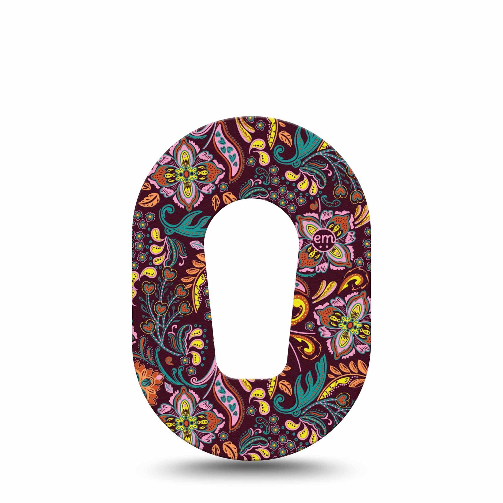 ExpressionMed Ornate Floral Dexcom G6 Mini Tape Single Tape Darker Toned Floral Design, Adhesive Tape CGM Design