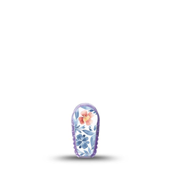 ExpressionMed Blue and Yellow Tile Dexcom G6 Sticker Single Sticker Only Aesthetic Blue Floral Tile Pattern, Decorative Decal CGM Design