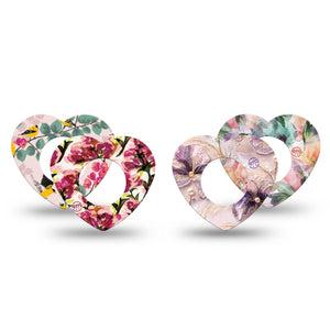 ExpressionMed Warm Florals Freestyle Libre, Libre 2 Plus, and Abbott Lingo Heart, 4-Pack Tape Yellow finch pink blossoms Waterproof Adhesive Tape for Continuous Glucose Monitor