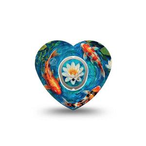 ExpressionMed Koi Pond Dexcom G7 and Dexcom Stelo Glucose Biosensor System Heart, Single Tape and Single Sticker garden fish pattern Best Covers for CGM