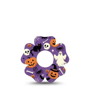 ExpressionMed Happy Halloween Infusion Set Flower Shape Tape 5-Pack Fun Spooky Halloween Designs Plaster Continuous Glucose Monitor Design