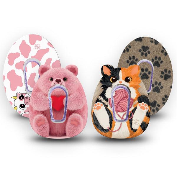 ExpressionMed Cozy Critters Dexcom G6, tape and sticker  Pink orange and black paws Waterproof Plaster for Continuous Glucose Monitor