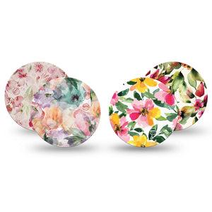 ExpressionMed Fragile Flowers Freestyle Libre 3 and Libre 3 Plus Overpatch, 4-Pack Tape Variety Watercolor Texture Inspired, Adhesive Patch CGM Design