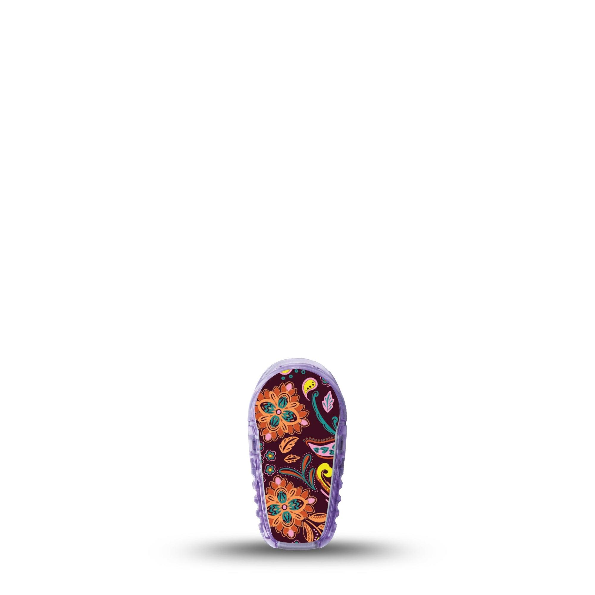 ExpressionMed Ornate Floral Dexcom G6 Sticker Single Sticker Only Brown Floral Pattern, Vinyl Decoration Continuous Glucose Monitor Design