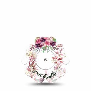 ExpressionMed Just Breathe Freestyle Libre 2 and Libre 2 Plus Flower Shape Tape, Abbott Lingo,  Single Tape and Single Sticker Peaceful Inhale, Fixing Ring Tape CGM Design