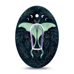 ExpressionMed Luna Moth Dexcom G6 Tape Single Tape and Single Sticker Moth and Moons, Plaster Continuous Glucose Monitor Design