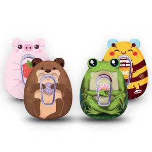 ExpressionMed Buzz, Boink and Splash Variety Pack Dexcom G6 Gumdrop Shape Tape, 4-Pack Tape and 4-Pack Sticker Variety Cute Animal Friends, Overlay Patch CGM Design