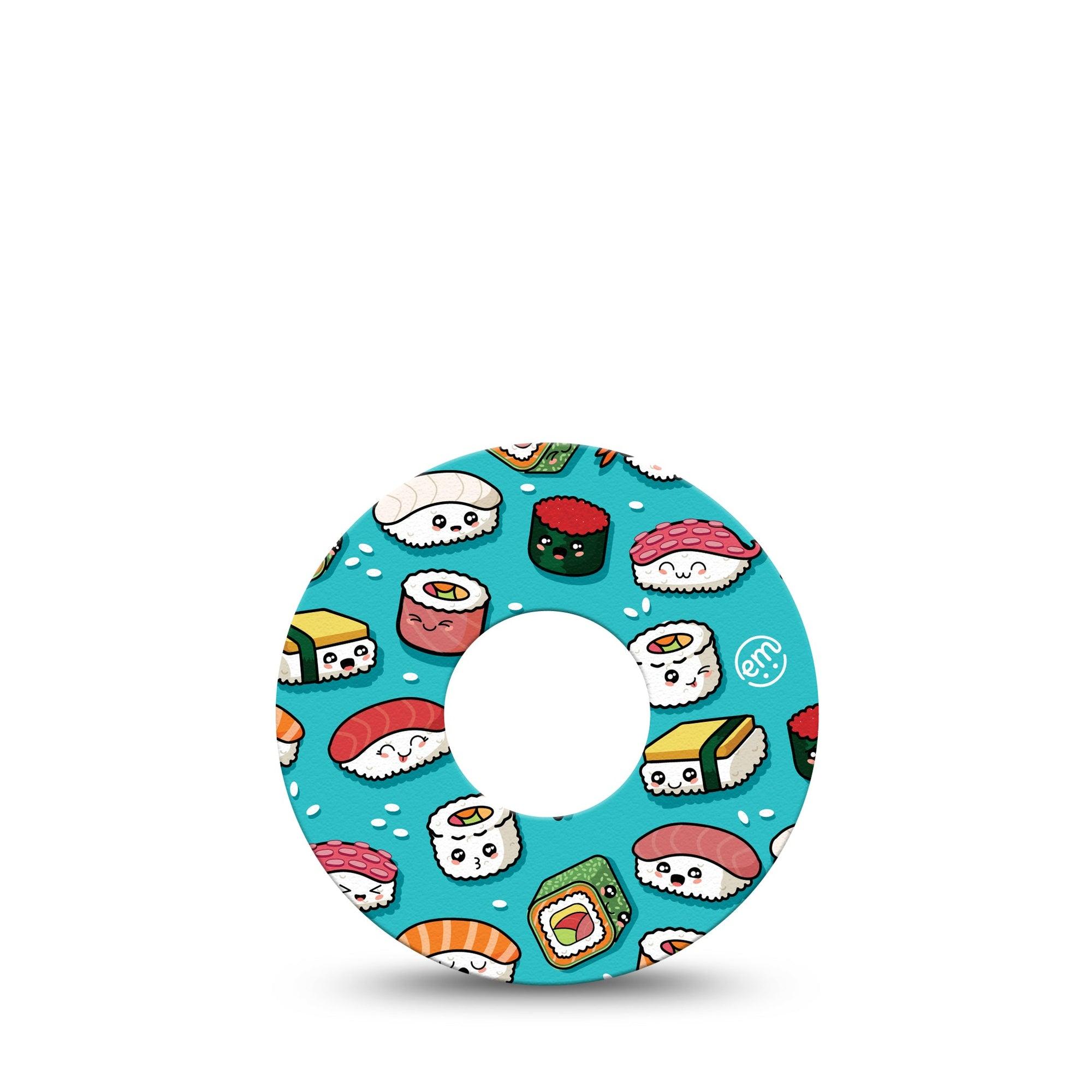 ExpressionMed Silly Sushi Infusion Set Tape 5-Pack Sushi Rolls and Sesame Seeds Overlay Patch CGM Design