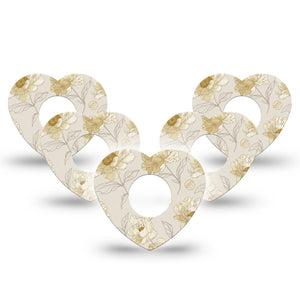 ExpressionMed Sketched Peonies Infusion Heart, 10-Pack Soft botanical line drawing Adhesive Tape For Pump