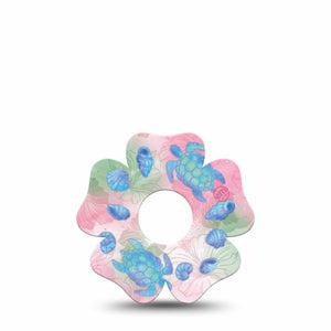 ExpressionMed Turtley One-derful Freestyle Libre 3 and Libre 3 Plus Flower, Single Tape Girly beachy motifs Decorative Adhesive Tape for CGM