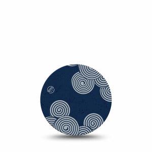 ExpressionMed Blue Swirls Freestyle Libre 3 and Libre 3 Plus Overpatch, Single Tape Twisting Spirals, Adhesive Patch CGM Design