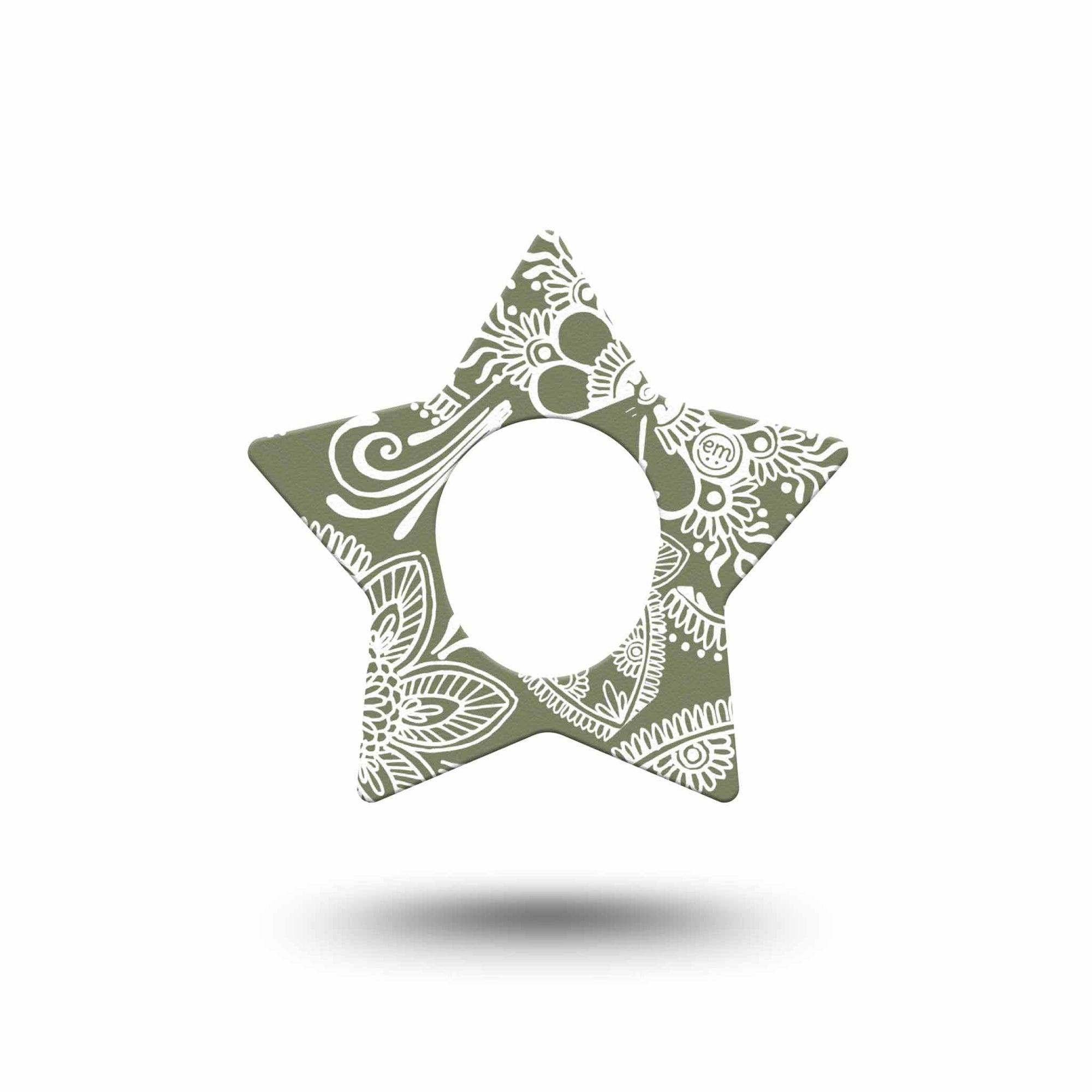 ExpressionMed Olive Henna Dexcom G7 Star Shape Tape, Dexcom Stelo Glucose Biosensor System, Single Tape Organic Color, Adhesive Tape CGM Design