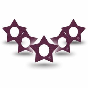 ExpressionMed Wine Red Dexcom G7 Star Shape Tape, Dexcom Stelo Glucose Biosensor System, 5-Pack Tape Solid Color, Overlay Patch CGM Design