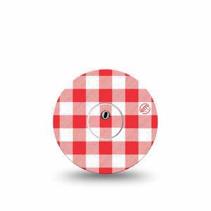 ExpressionMed Red Gingham Freestyle Libre 3 and Libre 3 Plus, Single Tape and Single Sticker Fourth of July inspired Accessories for Continuous Glucose Monitor