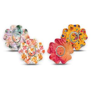 ExpressionMed Ruffle Bloom Dexcom G7 and Dexcom Stelo Glucose Biosensor System Flower, tape and sticker  layered floral pattern Fixing Ring Patch for CGM