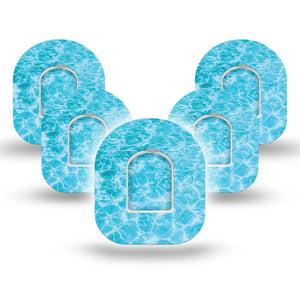 ExpressionMed Sunlit Water Omnipod, 5-Pack Tape and 5-Pack Sticker Sunny pool day Overlay Patch For Pump