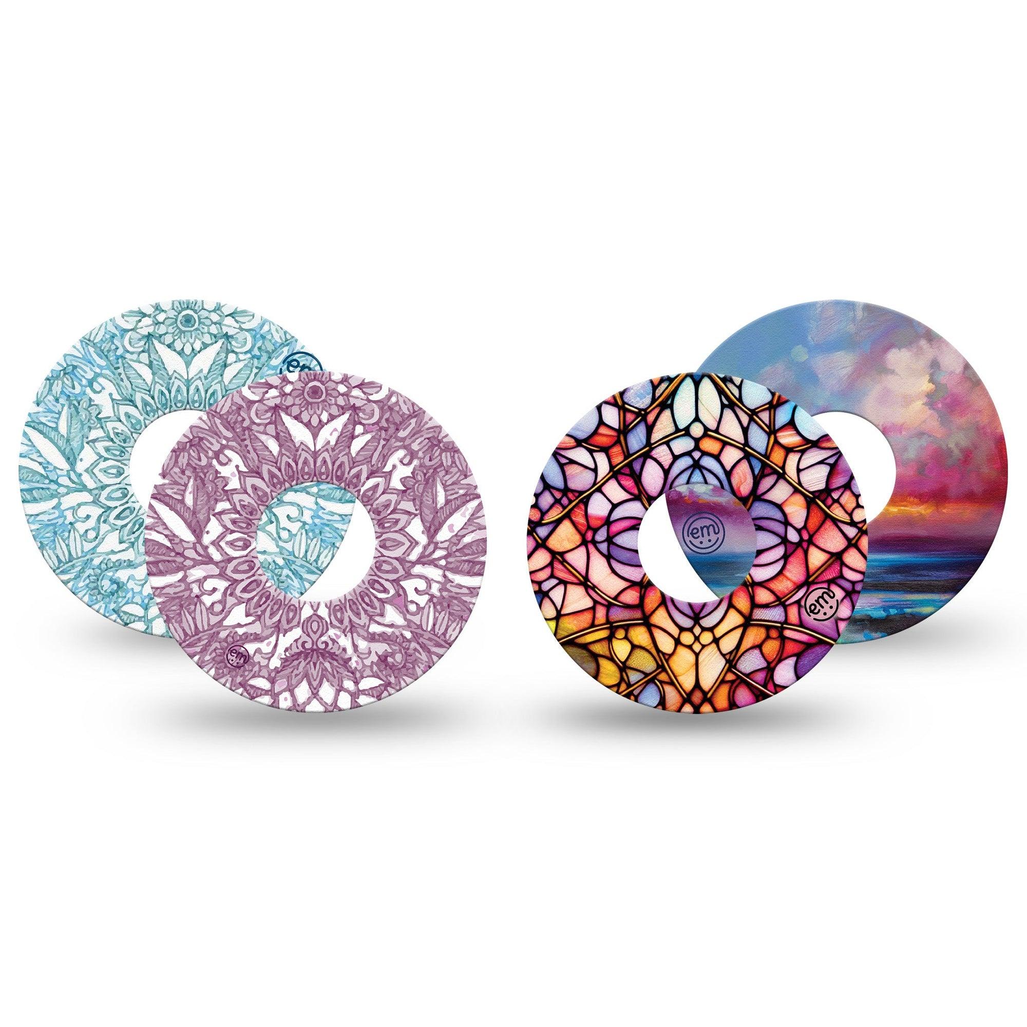 ExpressionMed Sunset Blossom Variety Pack Freestyle Libre 3 and Libre 3 Plus Tape 4-Pack Tape Variety Sunset Color Florals, Adhesive Tape Continuous Glucose Monitor Design