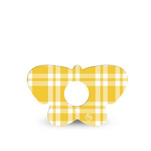 ExpressionMed yellow gingham Freestyle Libre 3 and Libre 3 Plus Butterfly, Single Tape Yellow plaid gingham Waterproof Adhesive Tape for CGM