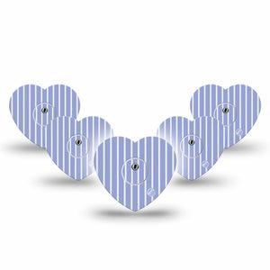 ExpressionMed Blue Stripes Freestyle Libre 3 and Libre 3 Plus Heart, 5-Pack Tape and 5-Pack Sticker Thin blue stripes Adhesive Patch for Continuous Glucose Monitor