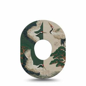 ExpressionMed Tapestry Cranes Dexcom G7 and Dexcom Stelo Glucose Biosensor System, Single Tape Nature art tapestry Fixing Ring Patch for CGM