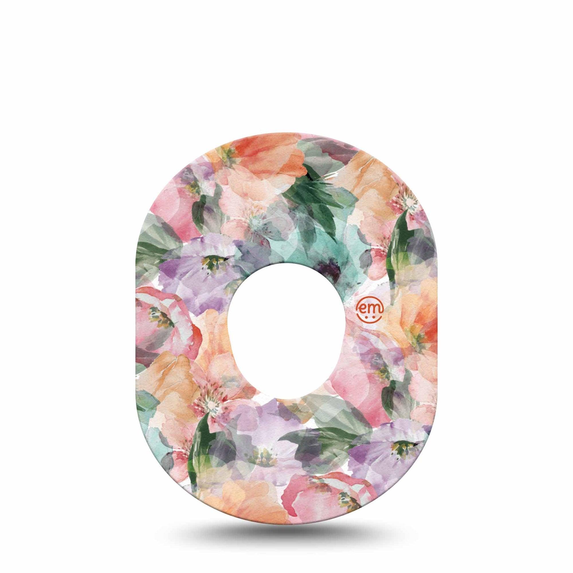 ExpressionMed Flower Clouds Dexcom G7 and Stelo Tape, Dexcom Stelo Glucose Biosensor System, Single Tape Soft-Colored Textured Florals, Overlay Tape Continuous Glucose Monitor Design